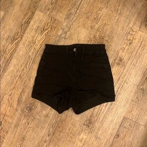 Black denim high waisted shorts